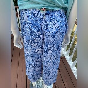 Blue and White Paisley Pants